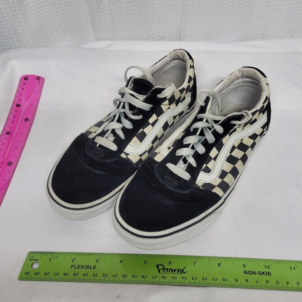 Vans Ward Checkerboard Black White Suede Canvas Skate Shoes Womens 7.5